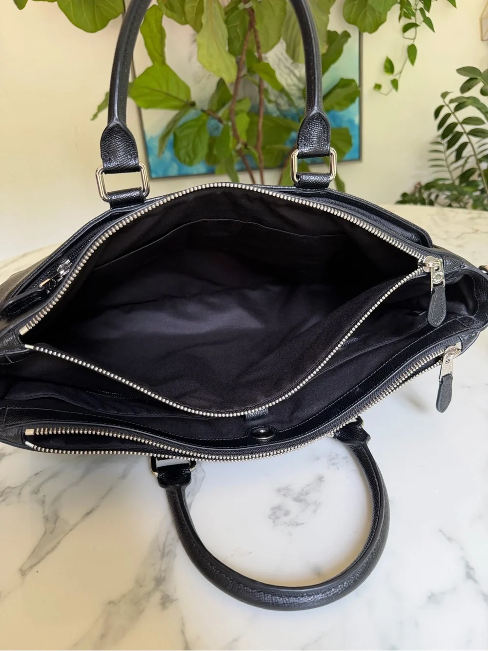 Coach Perry Metropolitan Tote Briefcase Laptop Bag in Black Leather F59141